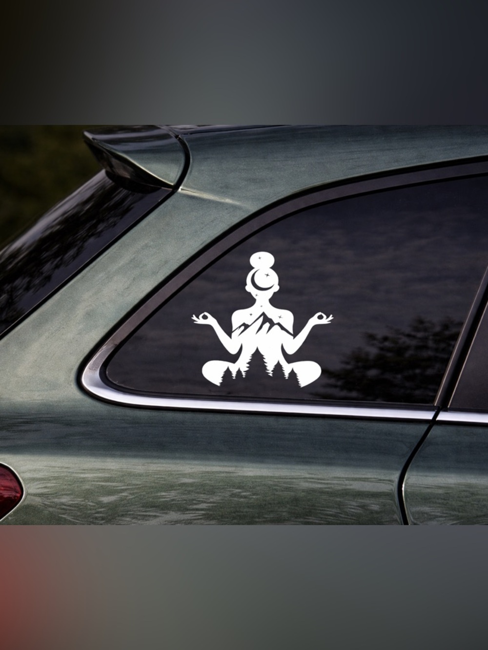 🔥5/$35🔥 Meditative Mountain Woman Window Decal